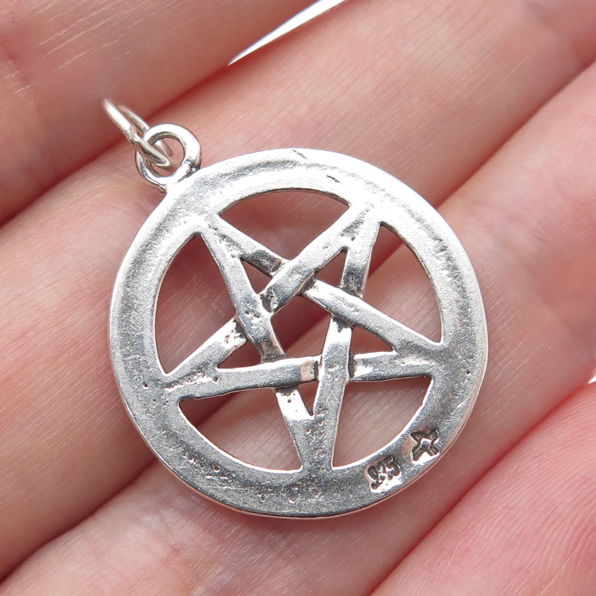 SUNWEST 925 Sterling Silver Vintage Pentagram Oxidized Charm Pendant