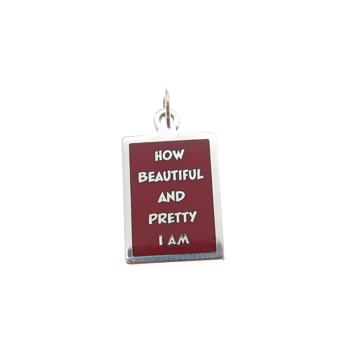 925 Sterling Silver Enamel How Beautiful & Pretty I Am Minimalist Charm Pendant