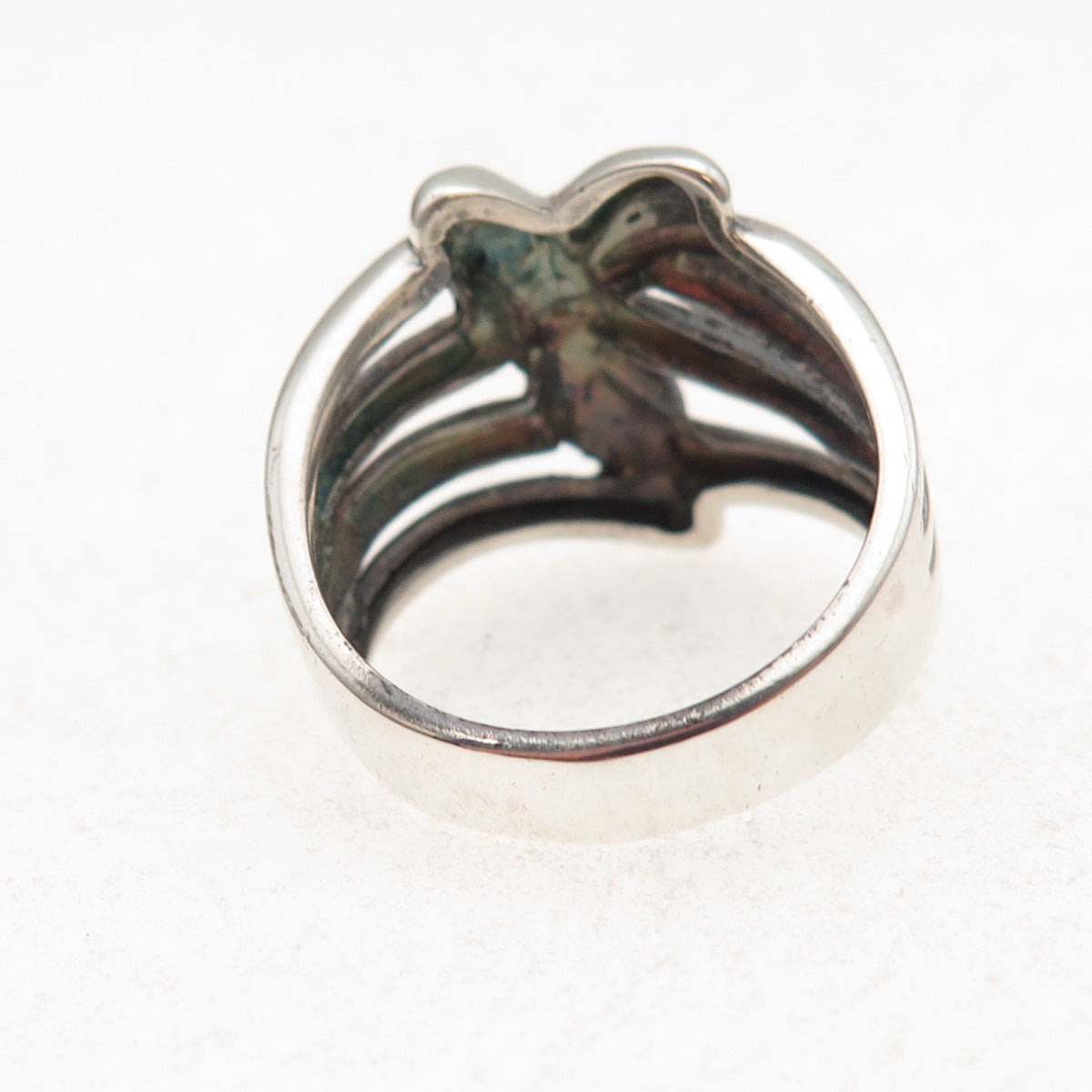 925 Sterling Silver Vintage Modernist Knot Oxidized Ring Size 8.5
