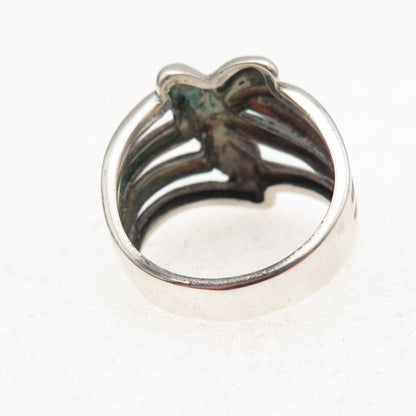 925 Sterling Silver Vintage Modernist Knot Oxidized Ring Size 8.5