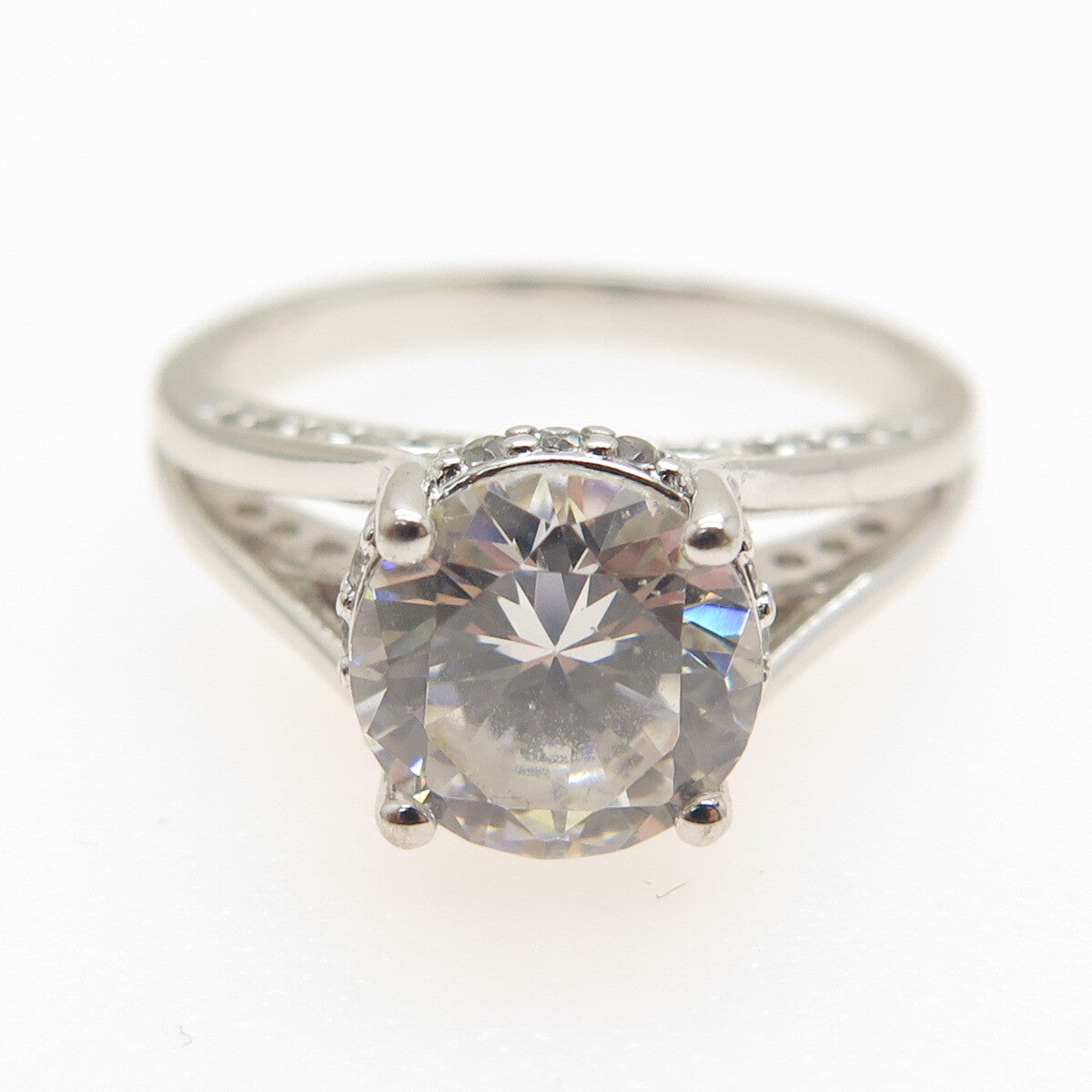 BGE BRADFORD 925 Sterling Silver Round-Cut C Z Engagement Ring Size 8