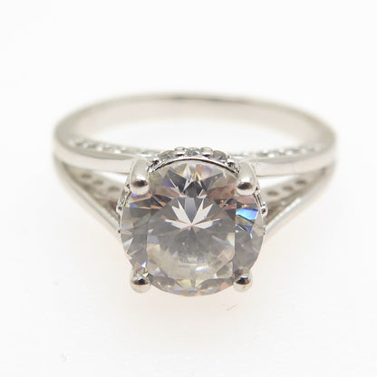 BGE BRADFORD 925 Sterling Silver Round-Cut C Z Engagement Ring Size 8