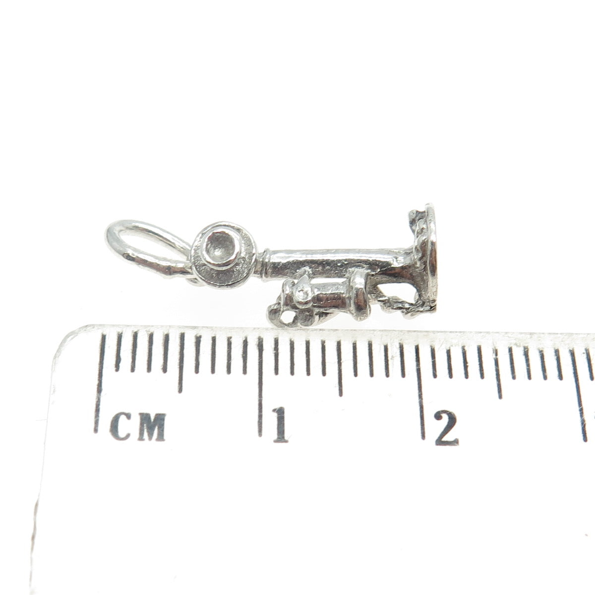 925 Sterling Silver Vintage Candlestick Retro Telephone Minimalist Charm Pendant