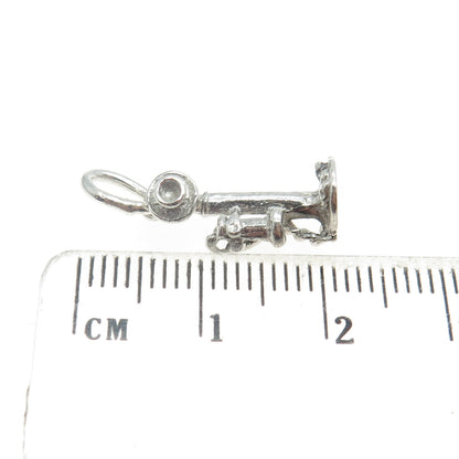 925 Sterling Silver Vintage Candlestick Retro Telephone Minimalist Charm Pendant