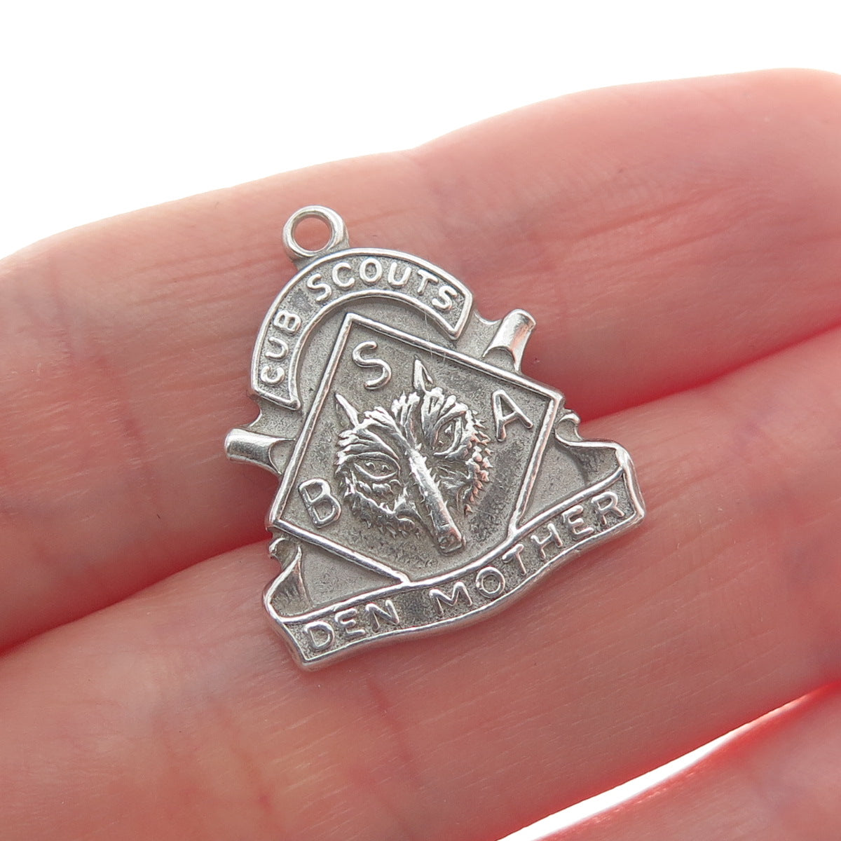 925 Sterling Silver Vintage Cub Scouts Den Mother Minimalist Charm Pendant