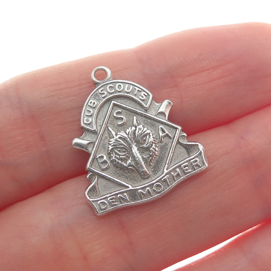 925 Sterling Silver Vintage Cub Scouts Den Mother Minimalist Charm Pendant