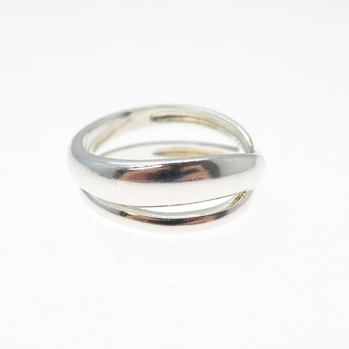 925 Sterling Silver Vintage Crisscross Interlocked Band Ring Size 8