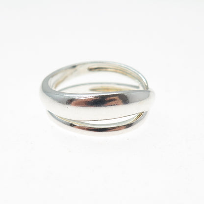 925 Sterling Silver Vintage Crisscross Interlocked Band Ring Size 8