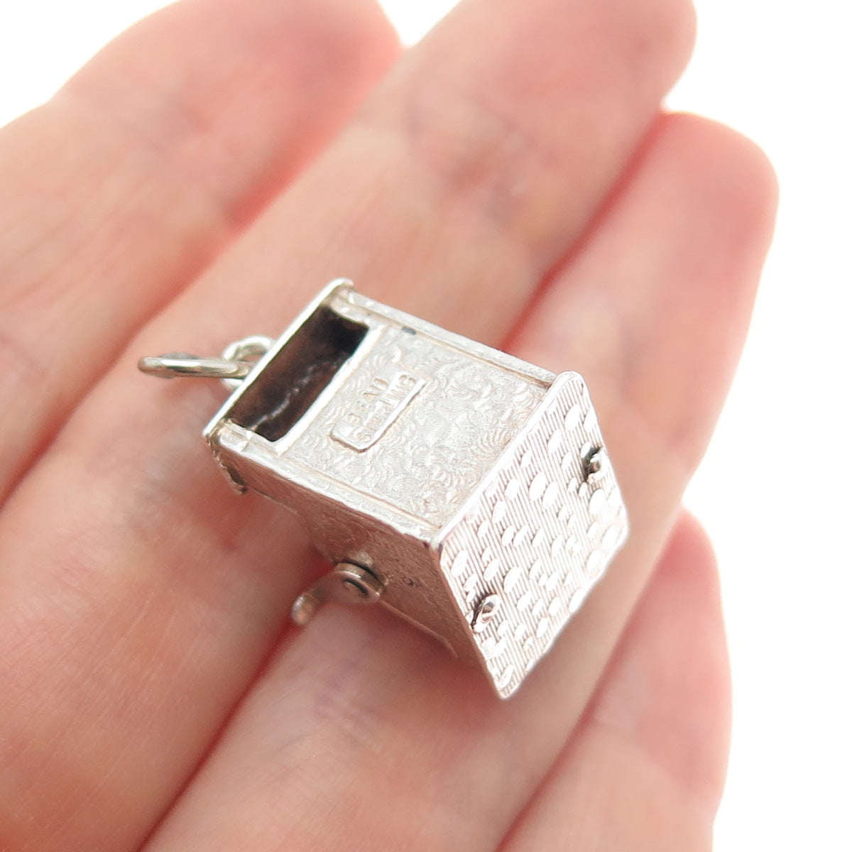 BEAU 925 Sterling Silver Vintage Cash Register Mini Movable 3D Charm Pendant