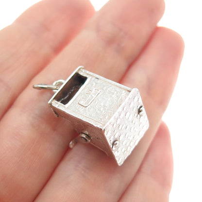 BEAU 925 Sterling Silver Vintage Cash Register Mini Movable 3D Charm Pendant