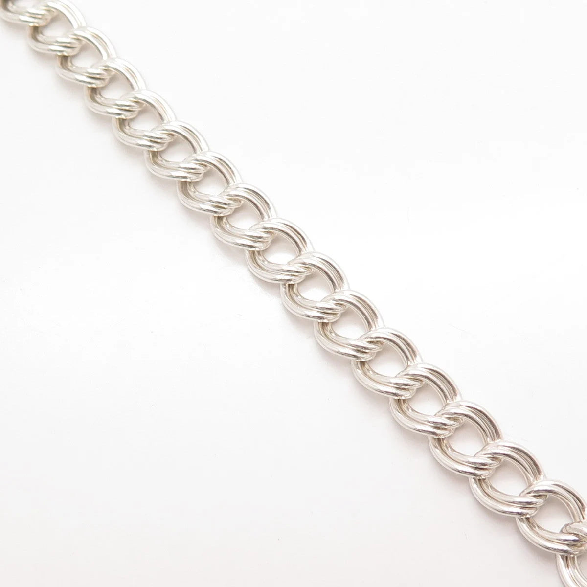 925 Sterling Silver Vintage Italy Double Cable Link Bracelet 7.5"