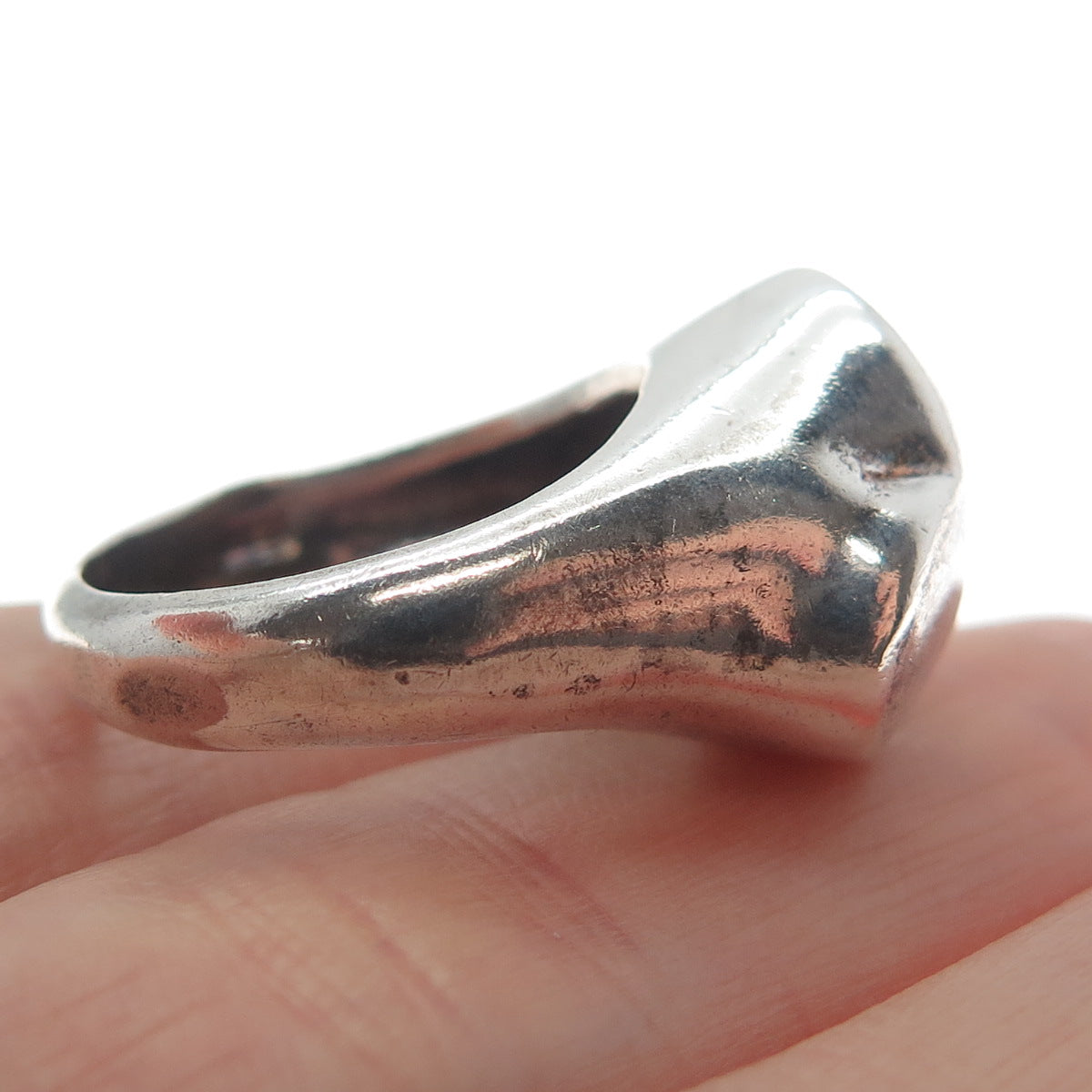 FURLA 925 Sterling Silver Vintage Italy Modernist Heart Dome Ring Size 6.25