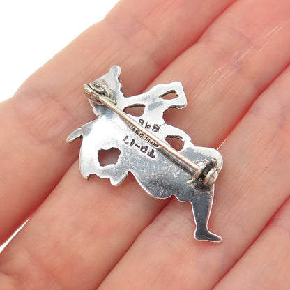 925 Sterling Silver Vintage Mexico Cherub Oxidized Pin Brooch