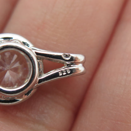 925 Sterling Silver Round-Cut C Z Sparkle Minimalist Pendant