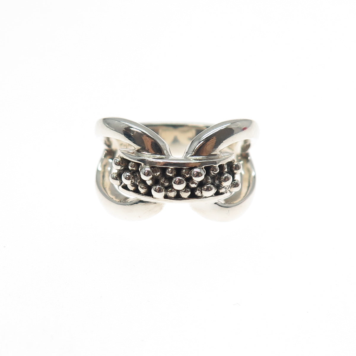 MICHAEL DAWKINS 925 Sterling Silver Modernist Beaded Ring Size 5.25