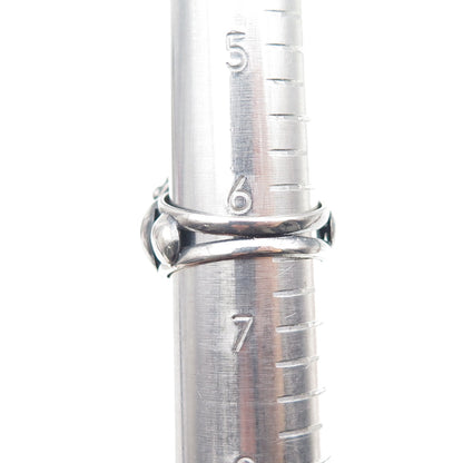 925 Sterling Silver Vintage Real Black Onyx Beaded Oxidized Ring Size 6.5