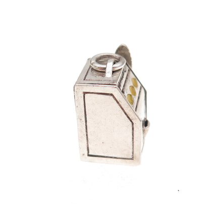 925 Sterling Silver Antique Art Deco Enamel Slot Machine 3D Charm Pendant