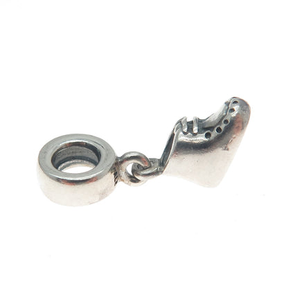 PANDORA Gold 925 Sterling Silver Lavender C Z Baby Shoe Dangle Charm