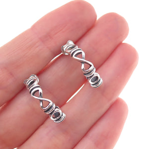 925 Sterling Silver Vintage Infinity Oxidized Hoop Earrings