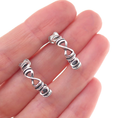 925 Sterling Silver Vintage Infinity Oxidized Hoop Earrings