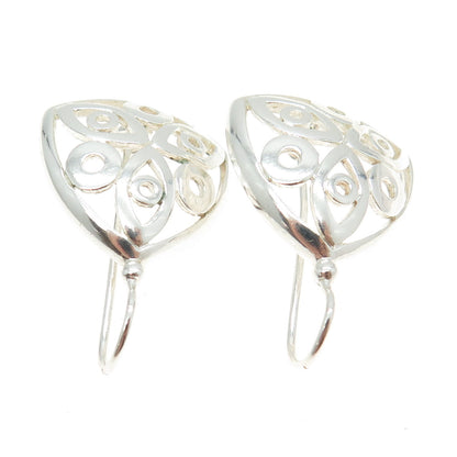 925 Sterling Silver Vintage Modernist Floral Earrings