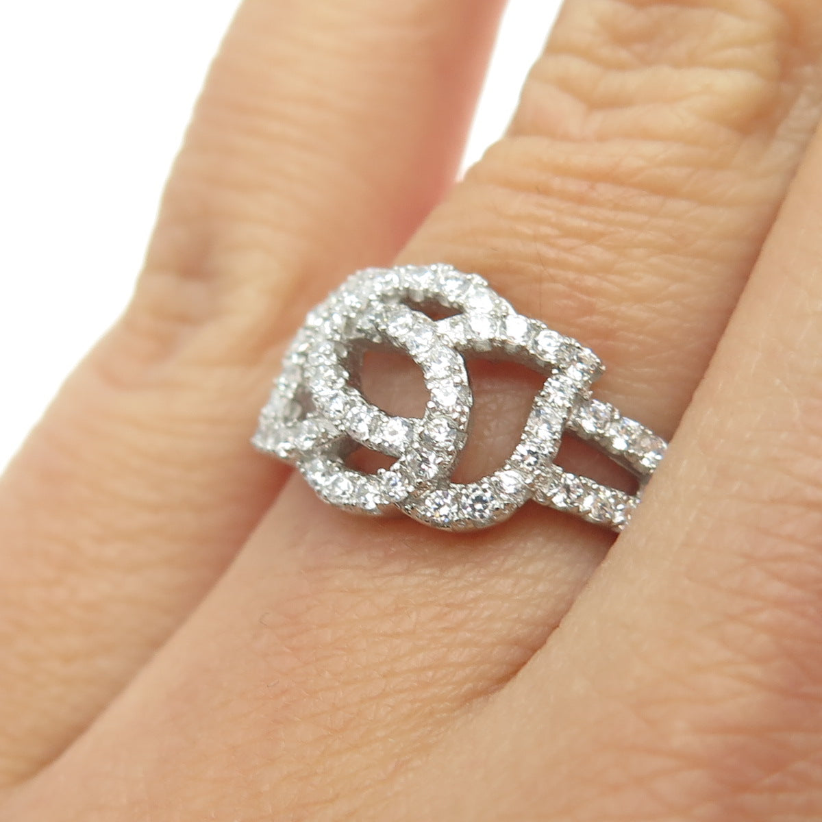 925 Sterling Silver Pave C Z Ring Size 5.5