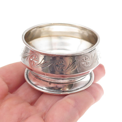 800 Silver Antique Art Deco Germany Engraved Floral Salt Cellar