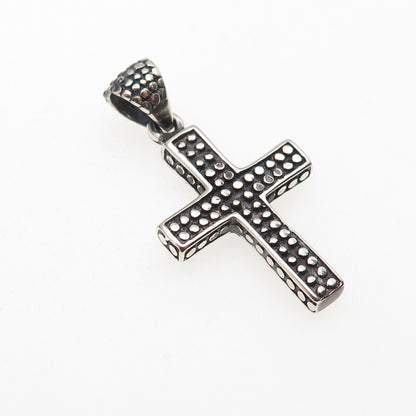 925 Sterling Silver Vintage Dotted Cross Oxidized Charm Pendant