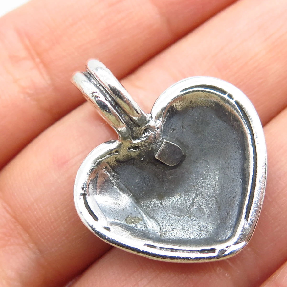 925 Sterling Silver Vintage Swirl Heart Slide Pendant