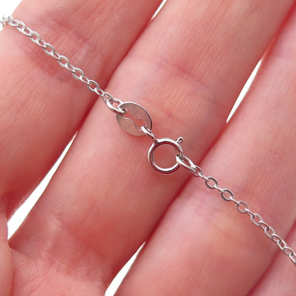 925 Sterling Silver Pink Enamel Number 1 Cable Chain Necklace 18"