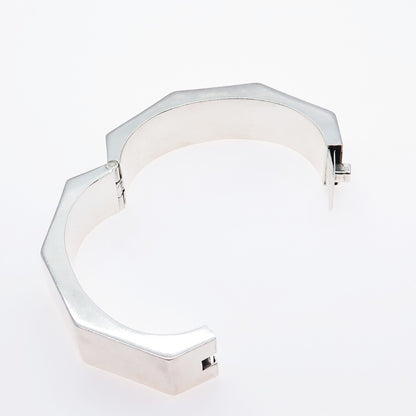 925 Sterling Silver Vintage Mexico Heavy 75.7g Octagon Bangle Bracelet 7.25"