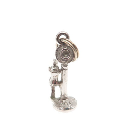 925 Sterling Silver Antique Art Deco Candlestick Phone 3D Mini Charm Pendant