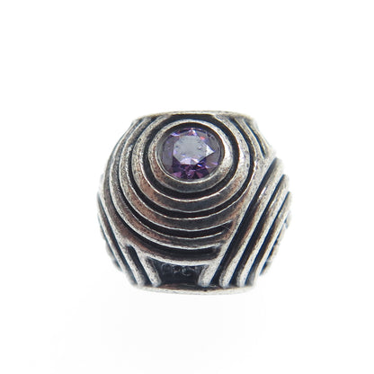 PANDORA 925 Sterling Silver Lavender C Z Hypnotic Circles Oxidized Bead Charm