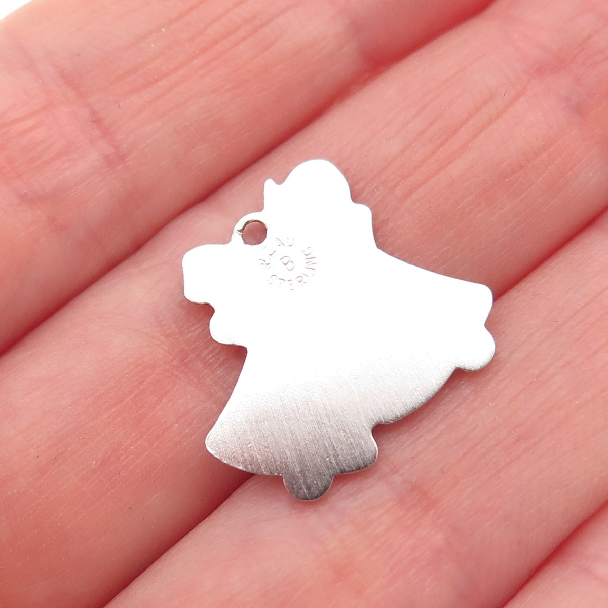 BEAU 925 Sterling Silver Vintage Enamel Christmas Bell Mini Charm Pendant