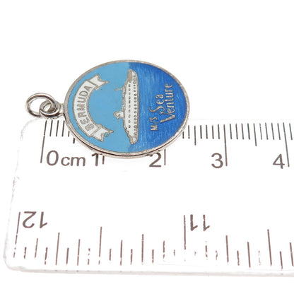 BREADNER CO 925 Sterling Silver Vintage Enamel Sea Venture Bermuda Charm Pendant