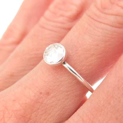 Pandora 925 Sterling Silver Clear Crystal April Birthstone Droplet Ring Size 7
