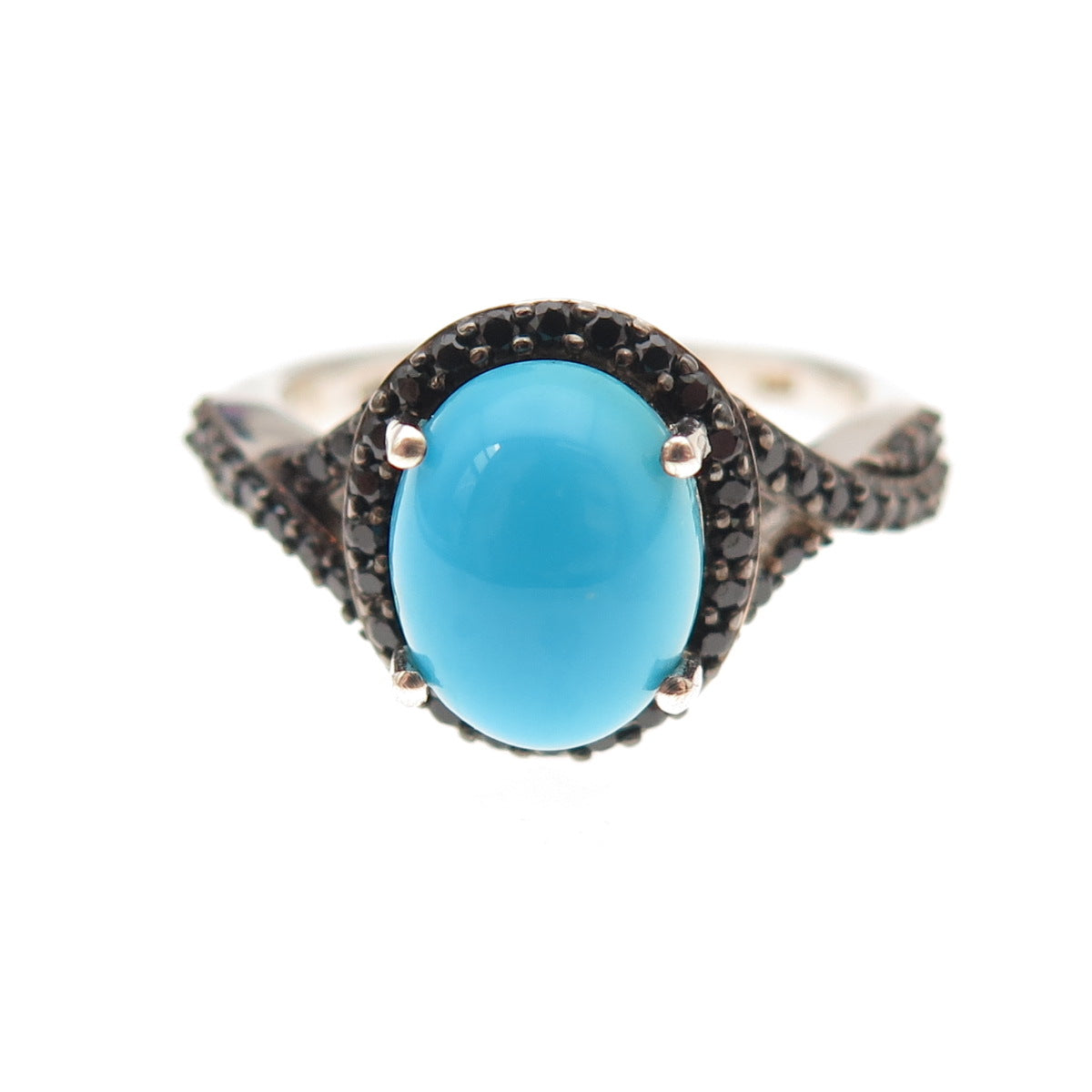 Chuck Clemency 925 Sterling Silver Real Turquoise & Black Spinel Ring Size 8.25