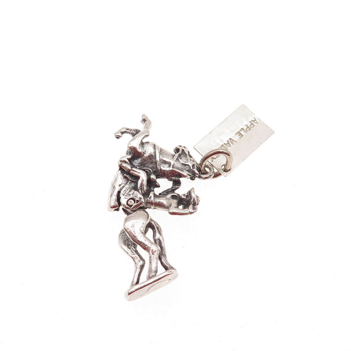 Bell Trading Post Sterling Silver Vintage Cowboy Apple Valley 3D Mini Pendant