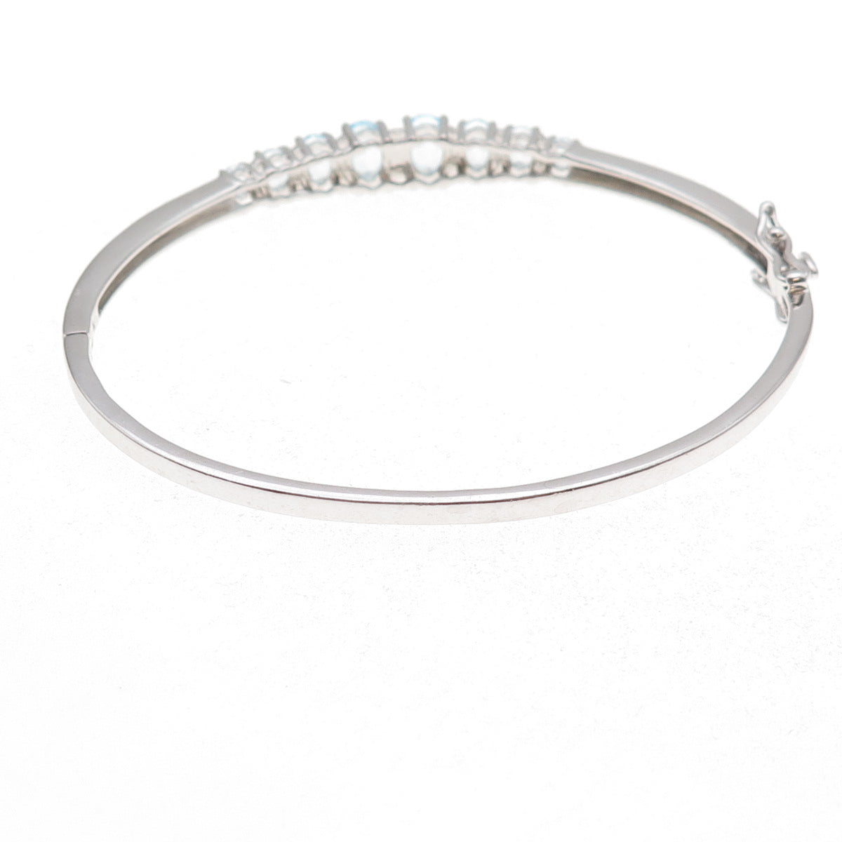 Han 925 Sterling Silver Real Graduated Blue Topaz Bangle Bracelet 7.25"