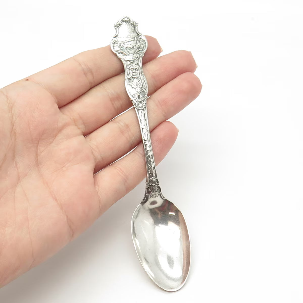 925 Sterling Silver Antique Art Deco R. Wallace Indian Chief Kansas Spoon