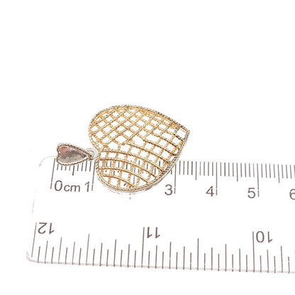 925 Sterling Silver 2-Tone Vintage Heart Charm Pendant