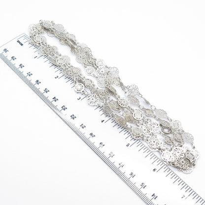 925 Sterling Silver Vintage Ornate Chain Necklace 26"