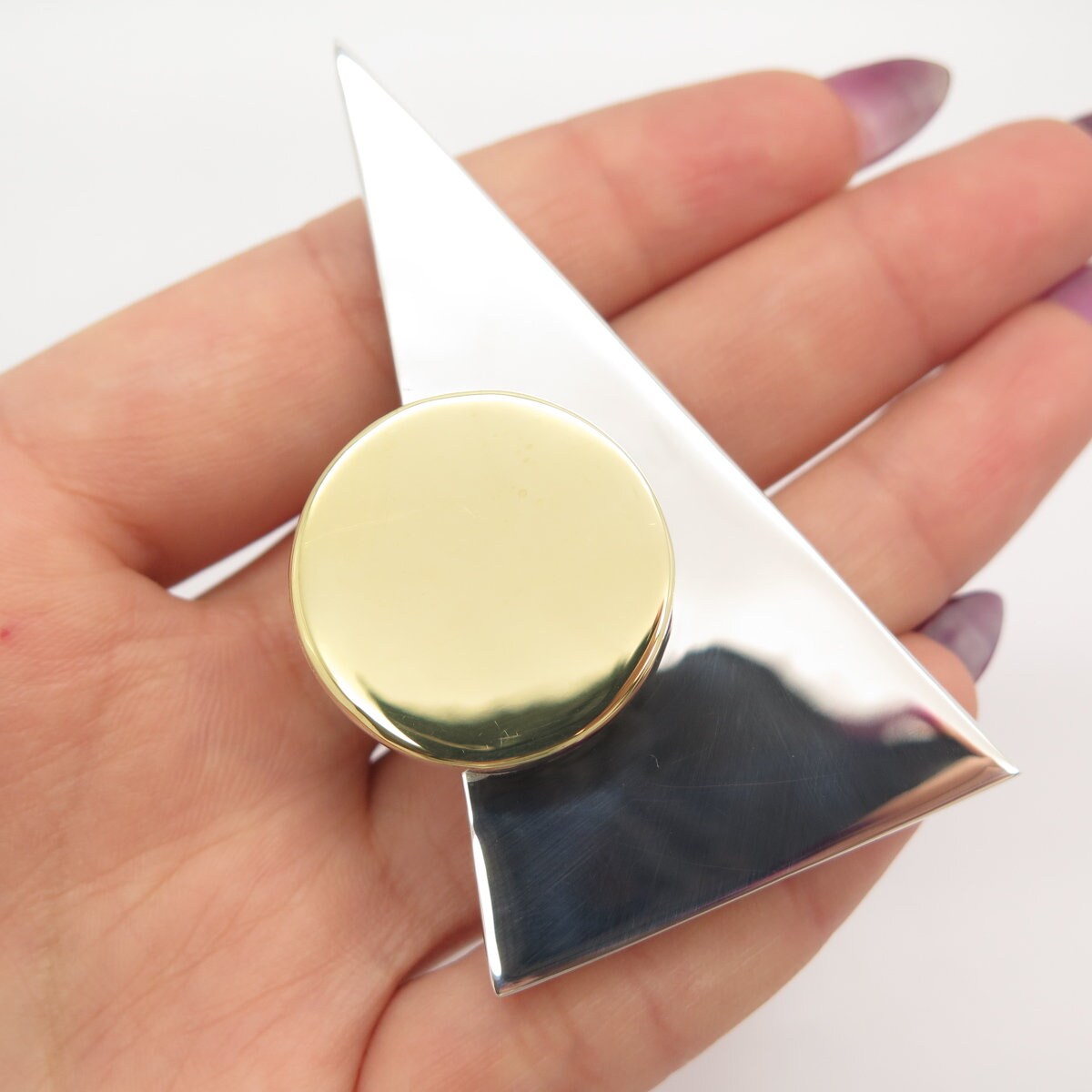 925 Sterling Silver 2-Tone Vintage Mexico Geometric Pin Brooch