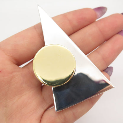 925 Sterling Silver 2-Tone Vintage Mexico Geometric Pin Brooch