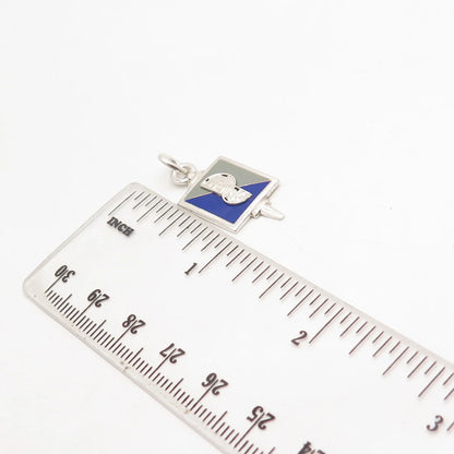 925 Sterling Silver Vintage D.G. Elsen Enamel Church Pendant