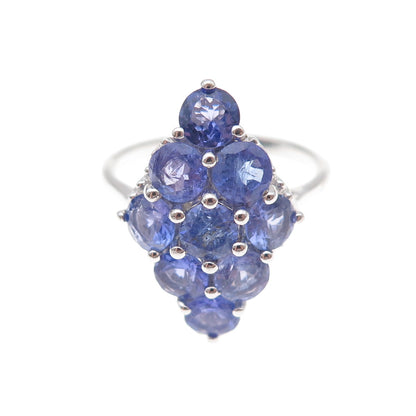 925 Sterling Silver Real Round-Cut Tanzanite Ring Size 8