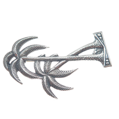 925 Sterling Silver Vintage Palm Tree Oxidized Pin Brooch