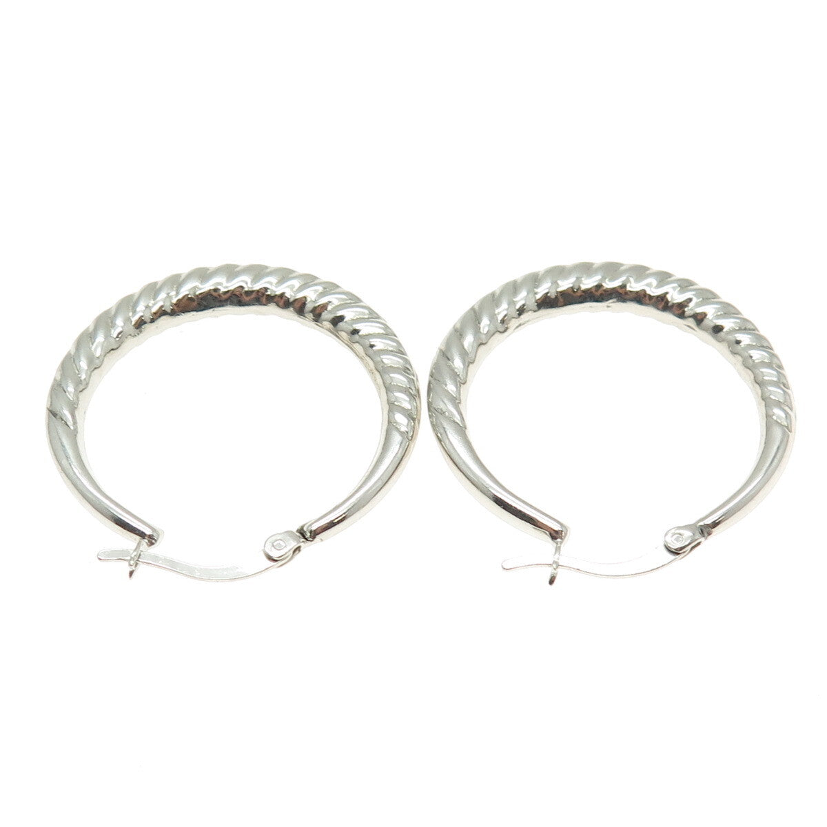 HAN 925 Sterling Silver Twisted Crescent Hoop Earrings