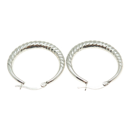 HAN 925 Sterling Silver Twisted Crescent Hoop Earrings