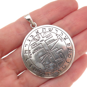 Peter Stone 925 Sterling Silver Vintage Seal of Solomon Judaica Oxidized Pendant